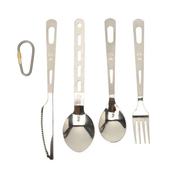 Titanium flatware set 4in1 with staight shank for camping